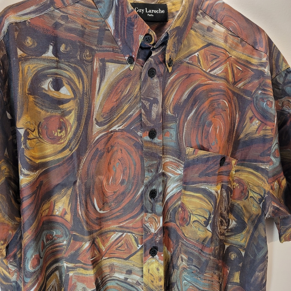 Guy Laroche Paris Multicolor Abstract Men's Shirt - Size Lg - Picture 4 of 7